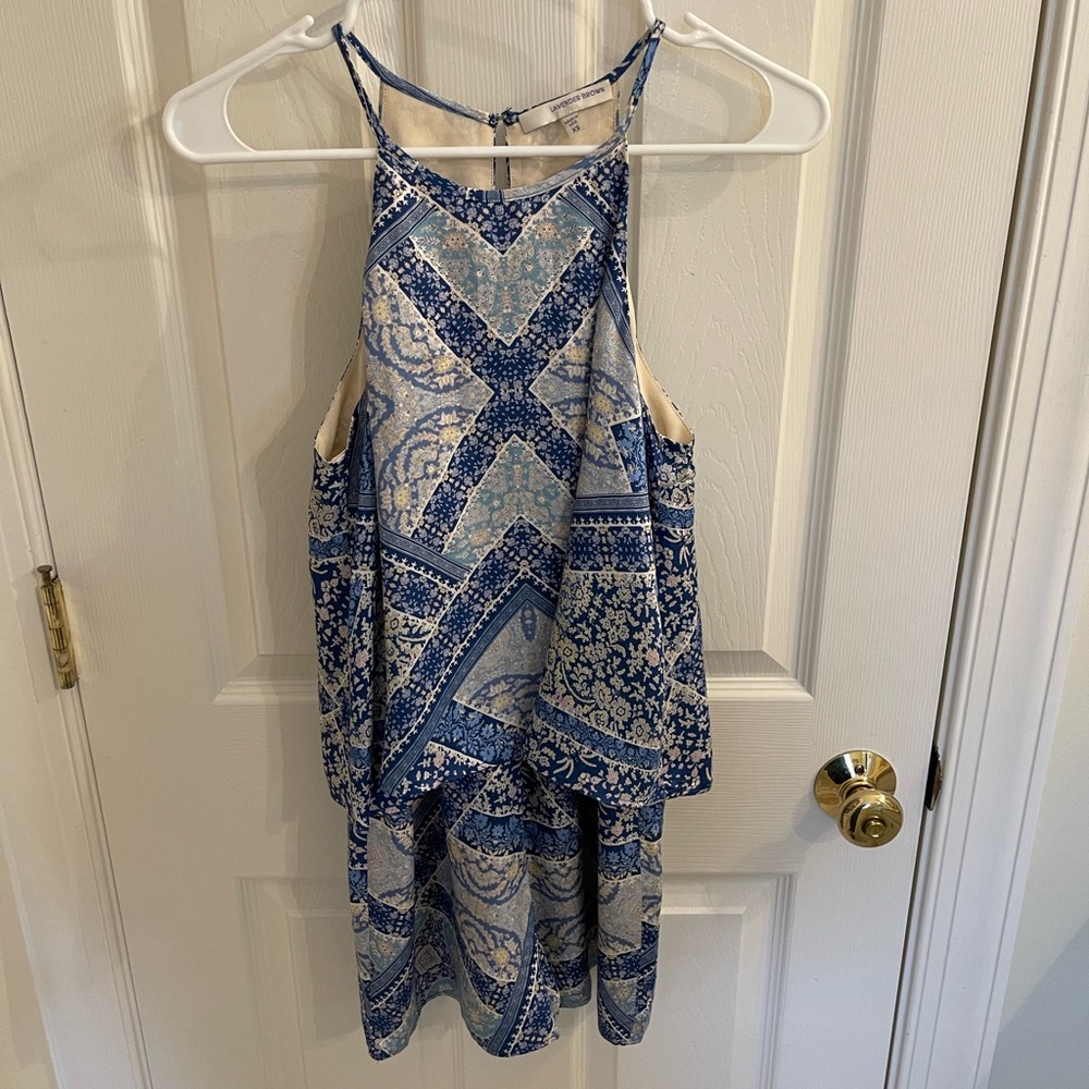 Lavender Brown 100% Silk High neck Romper